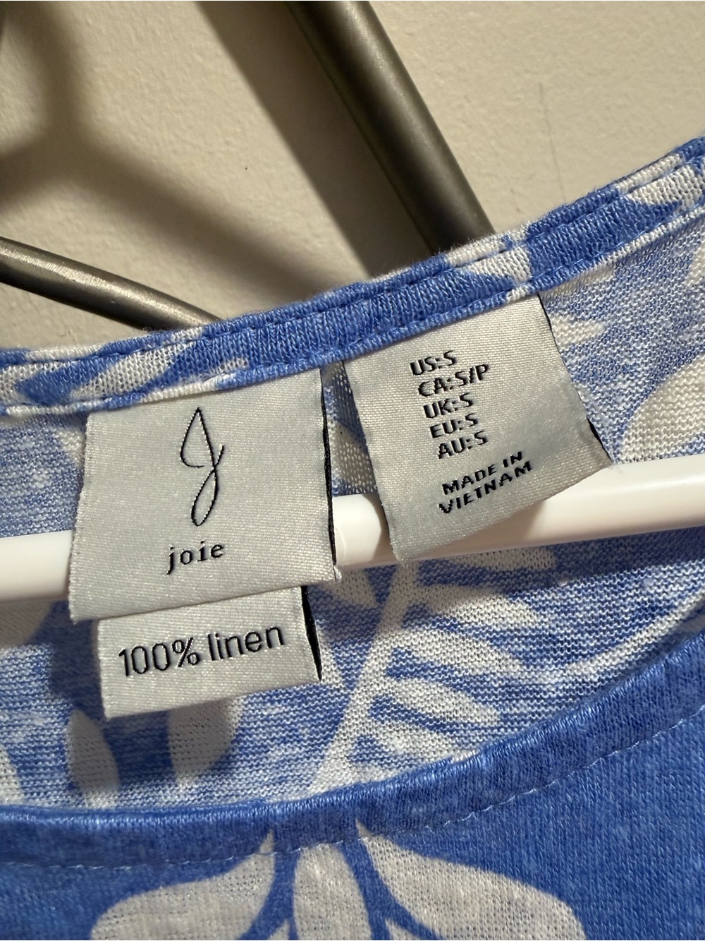 Joie Blue Floral Print Cap-Sleeve Women's Top Size S 100% Linen - Picture 2 of 4